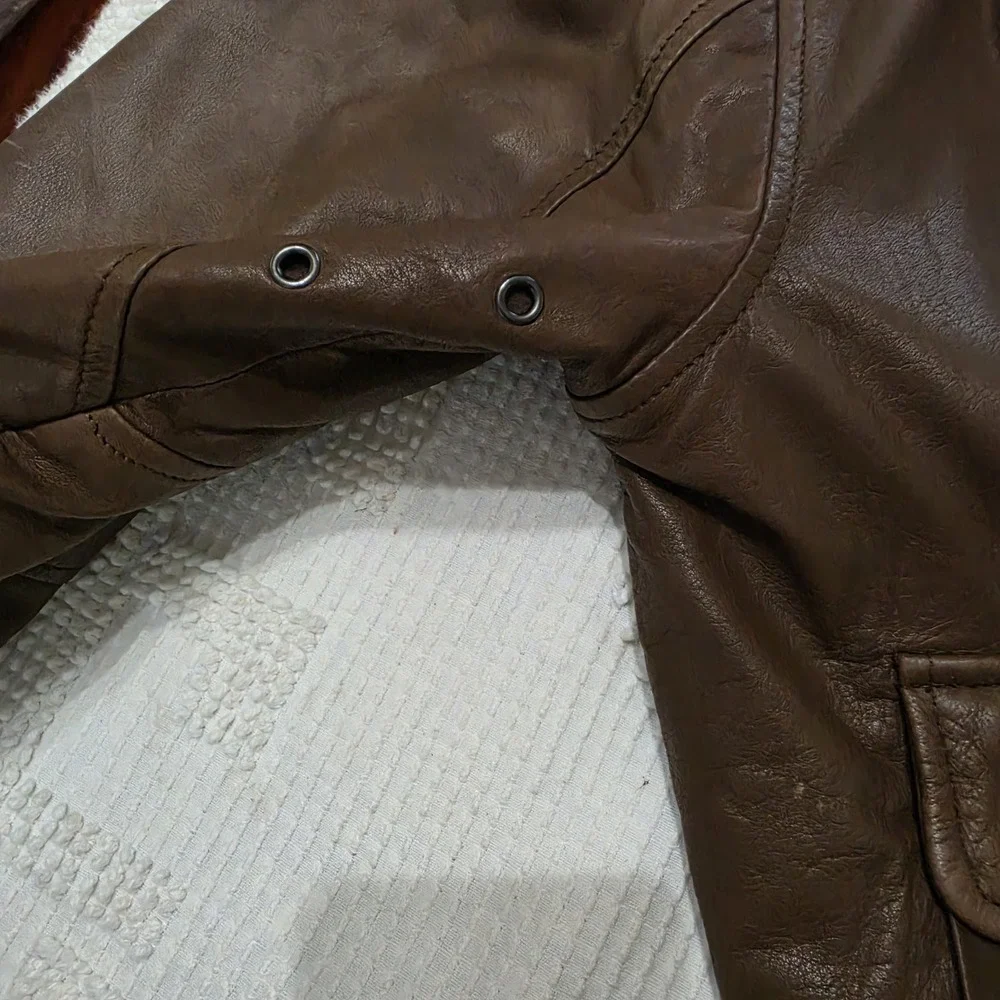Vintage Reed Mens Leather Aviator Flight A2 Bomber Jacket Size L World Map Lined